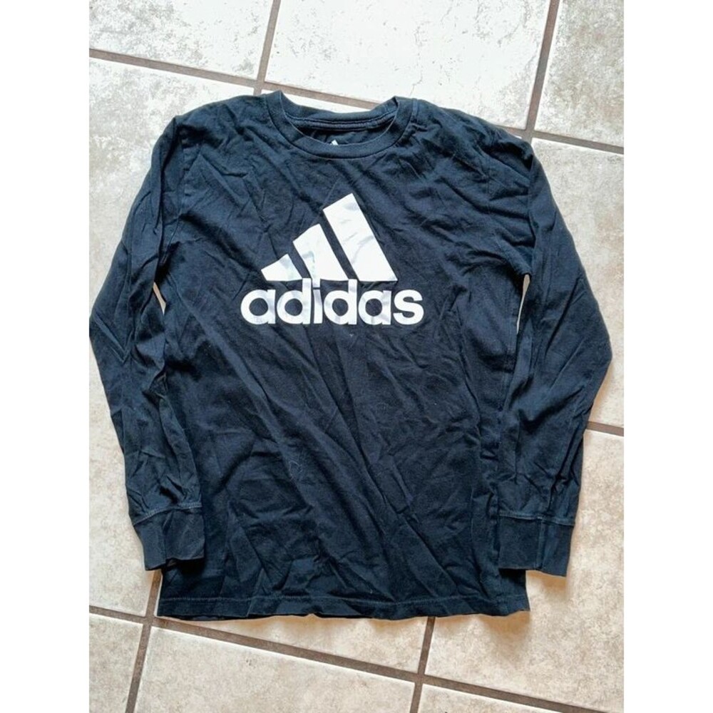 Boys Black Adidas Long Sleeve Shirt Size Medium 10/12